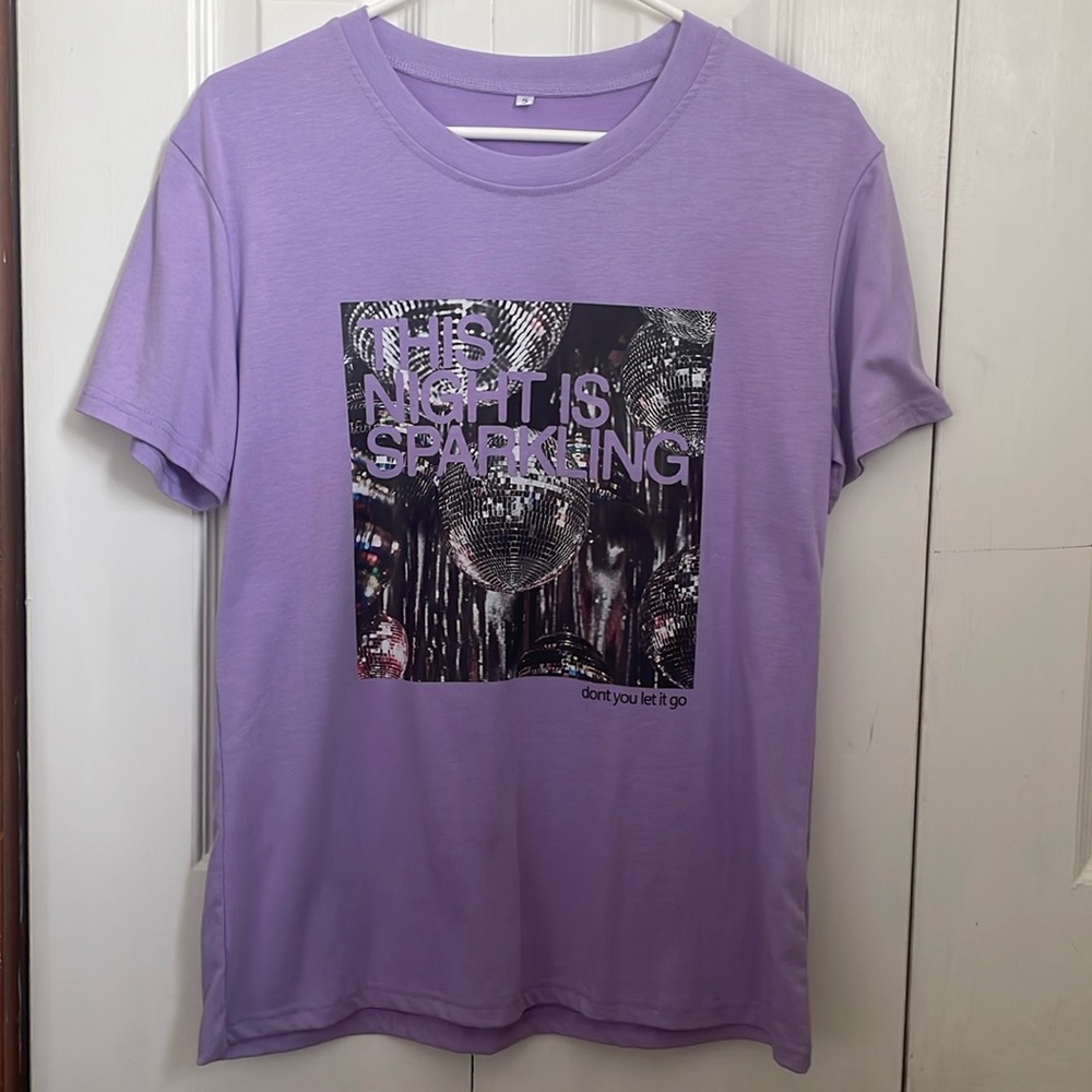 Taylor Swift small purple Enchanted tee shirt with disco balls
